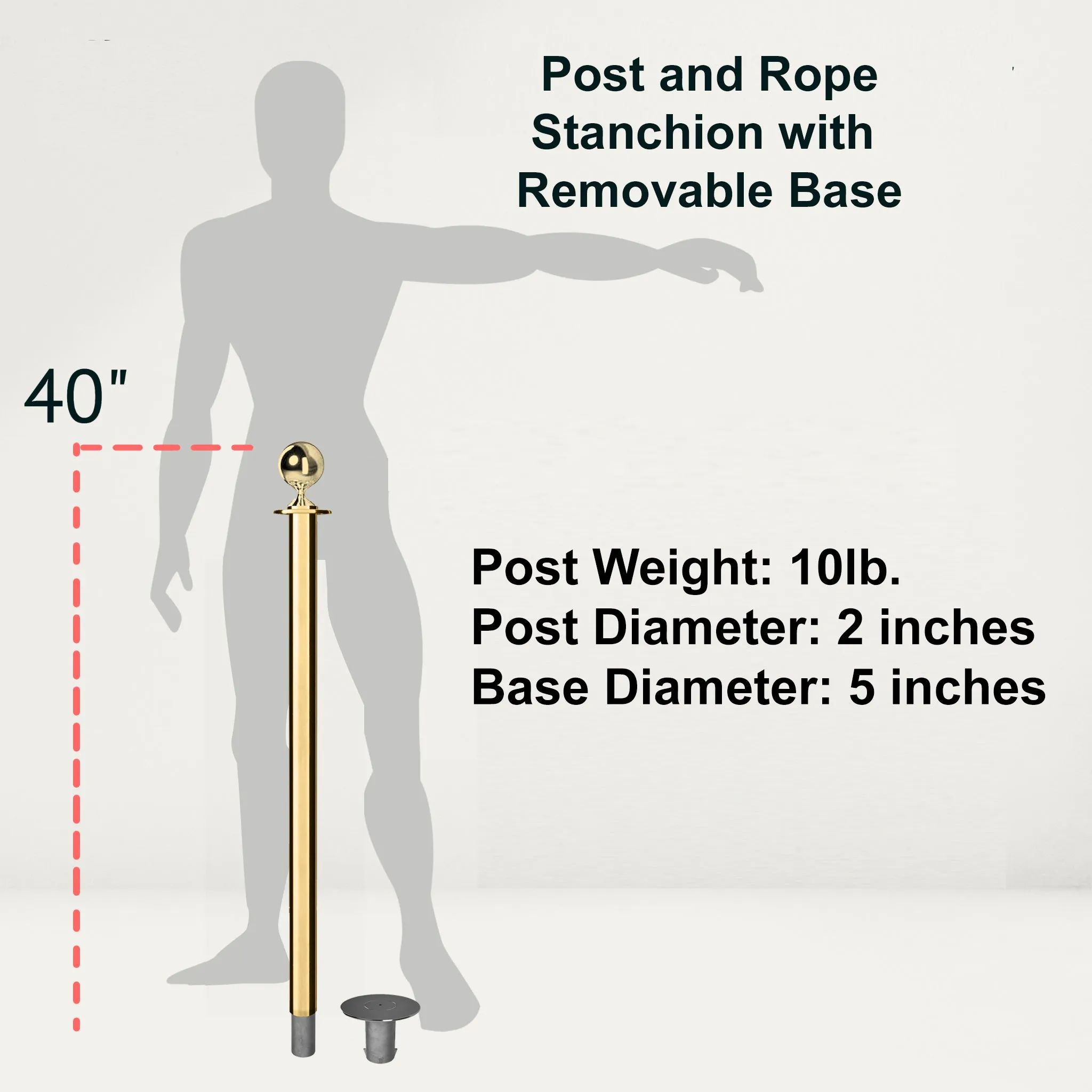 Ball Top Rope Stanchion with Removable Base - Montour Line CXlineR