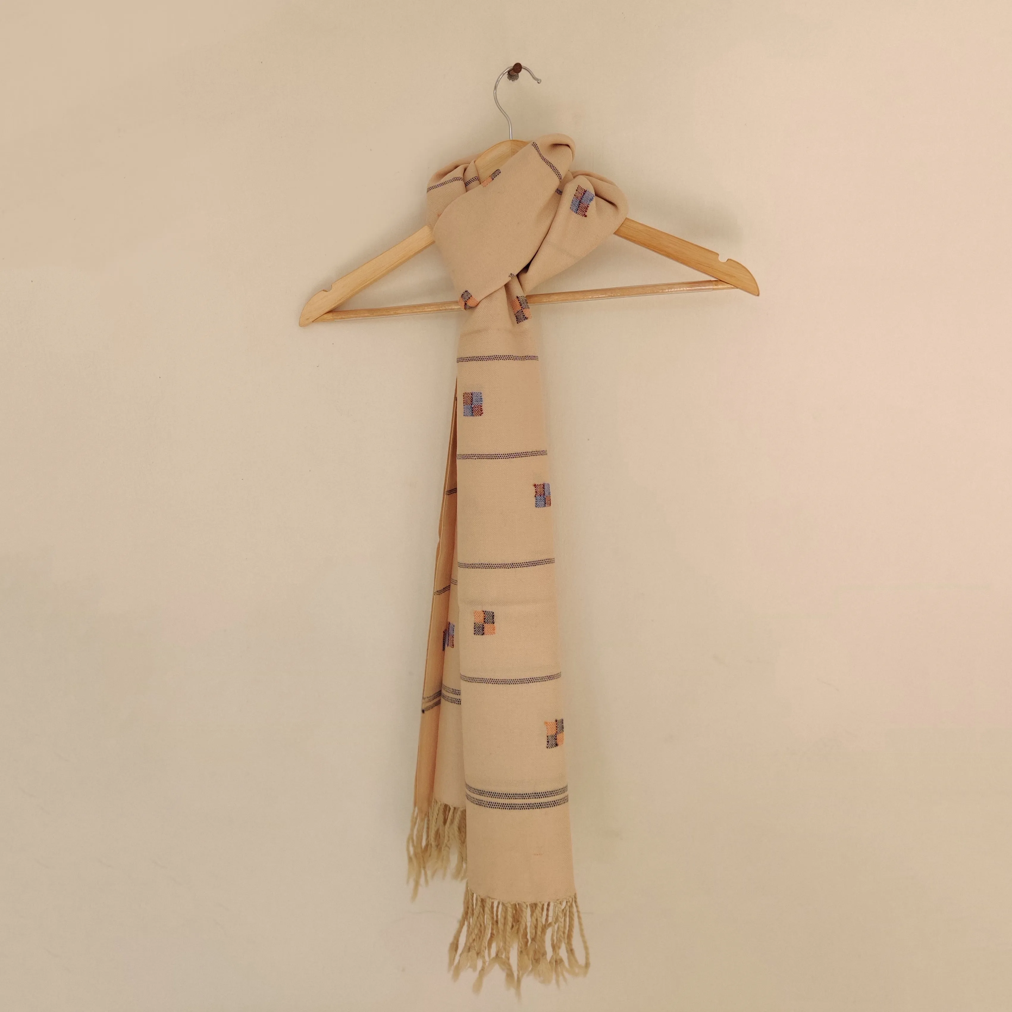 Beige - Cream Handwoven Merino Wool Stole
