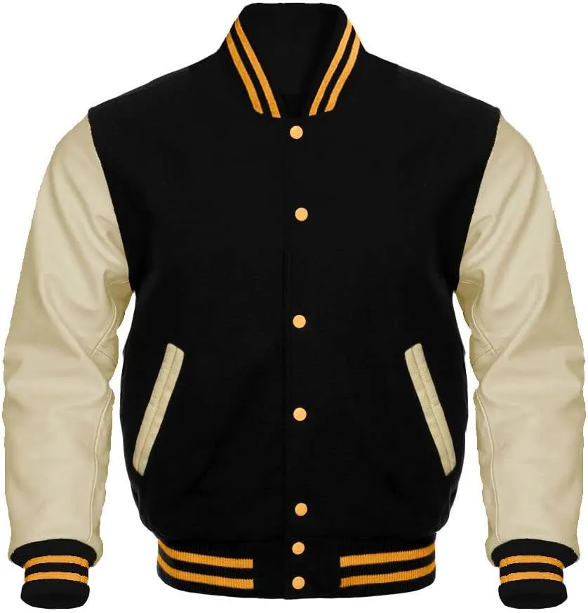 Bitling Varsity Letterman Baseball Bomber Jackets Genuine Leather Sleeves & Multi Wool Color Options