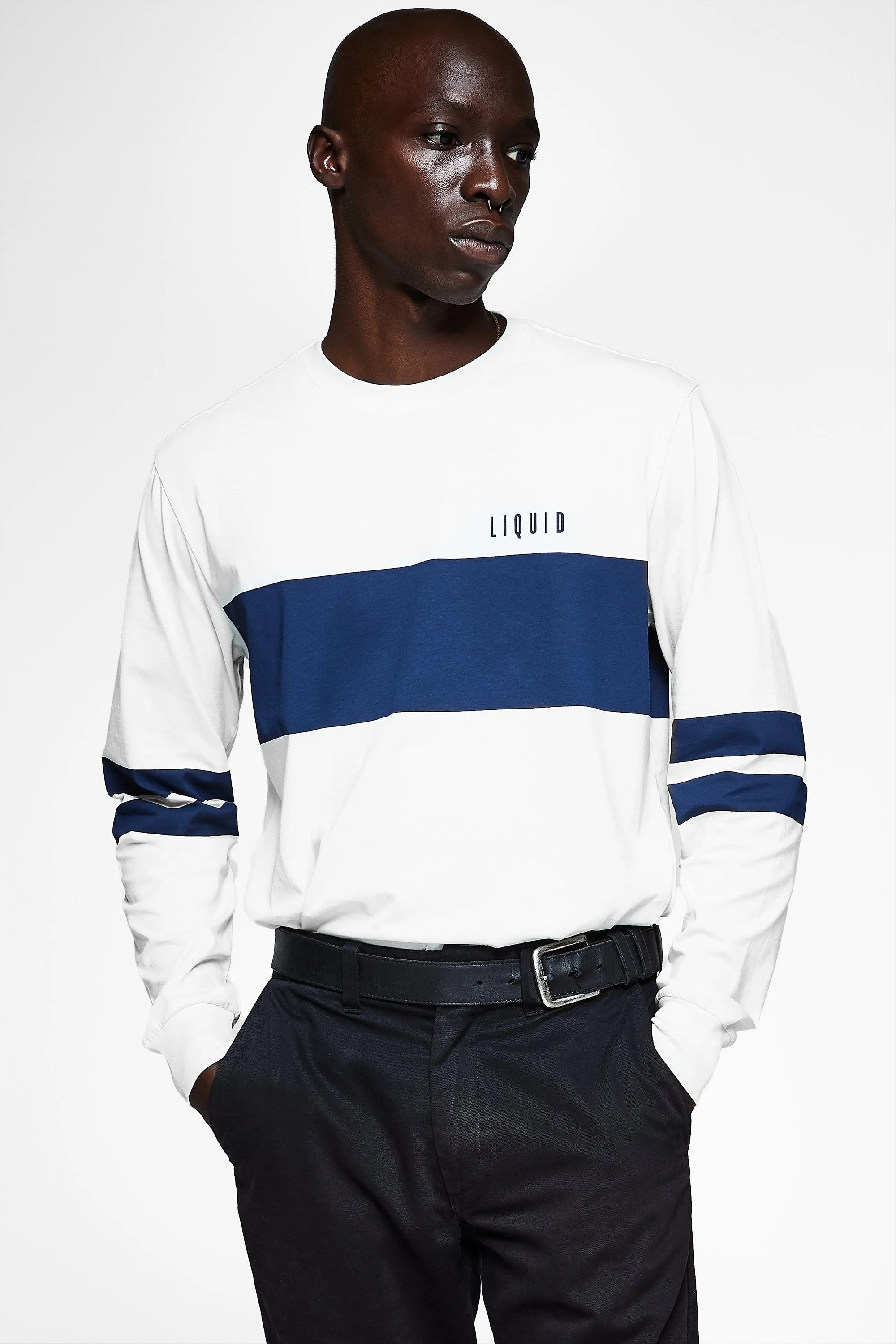 BLOCK LONG SLEEVE STRIPE TEE