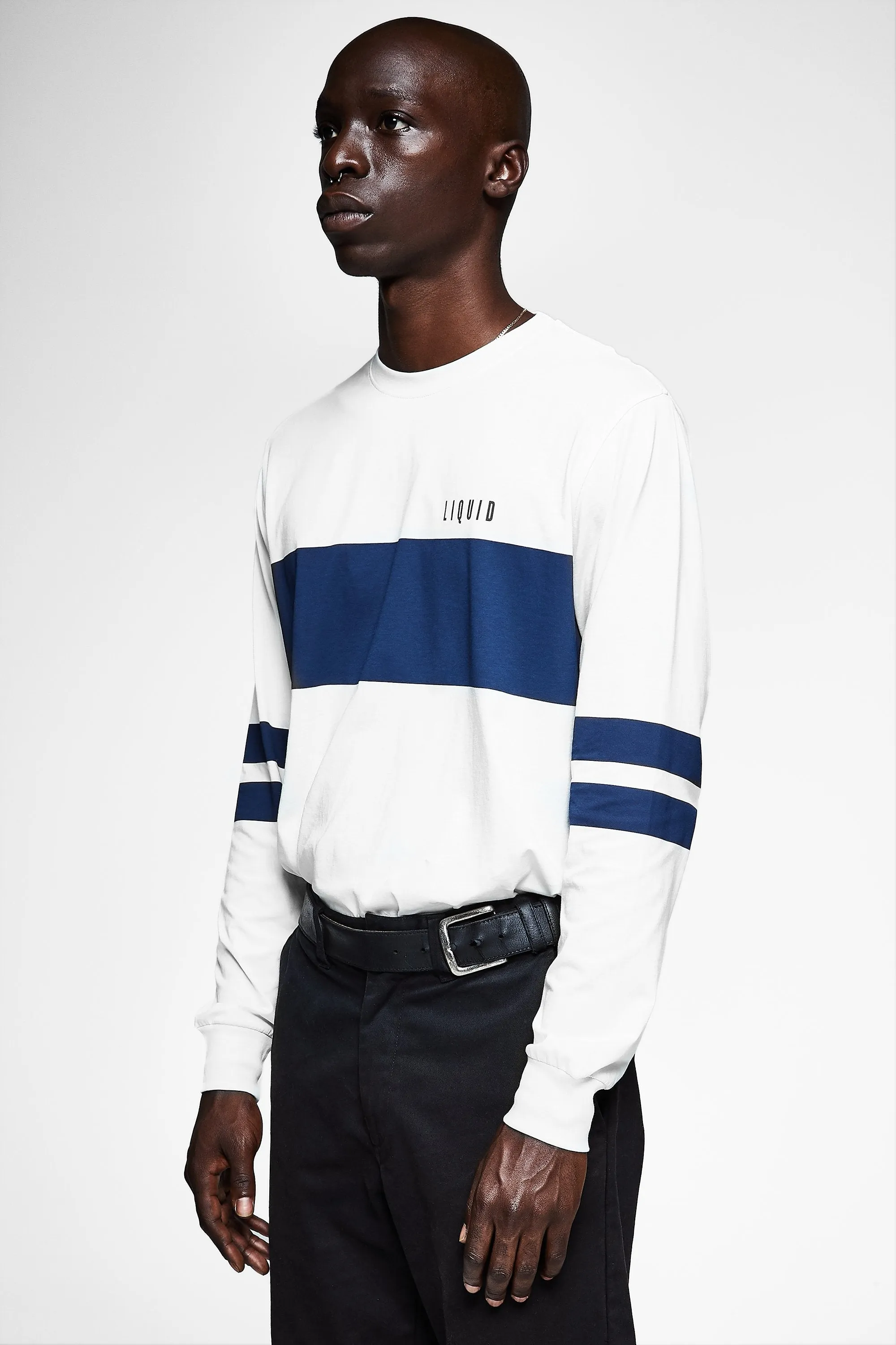 BLOCK LONG SLEEVE STRIPE TEE