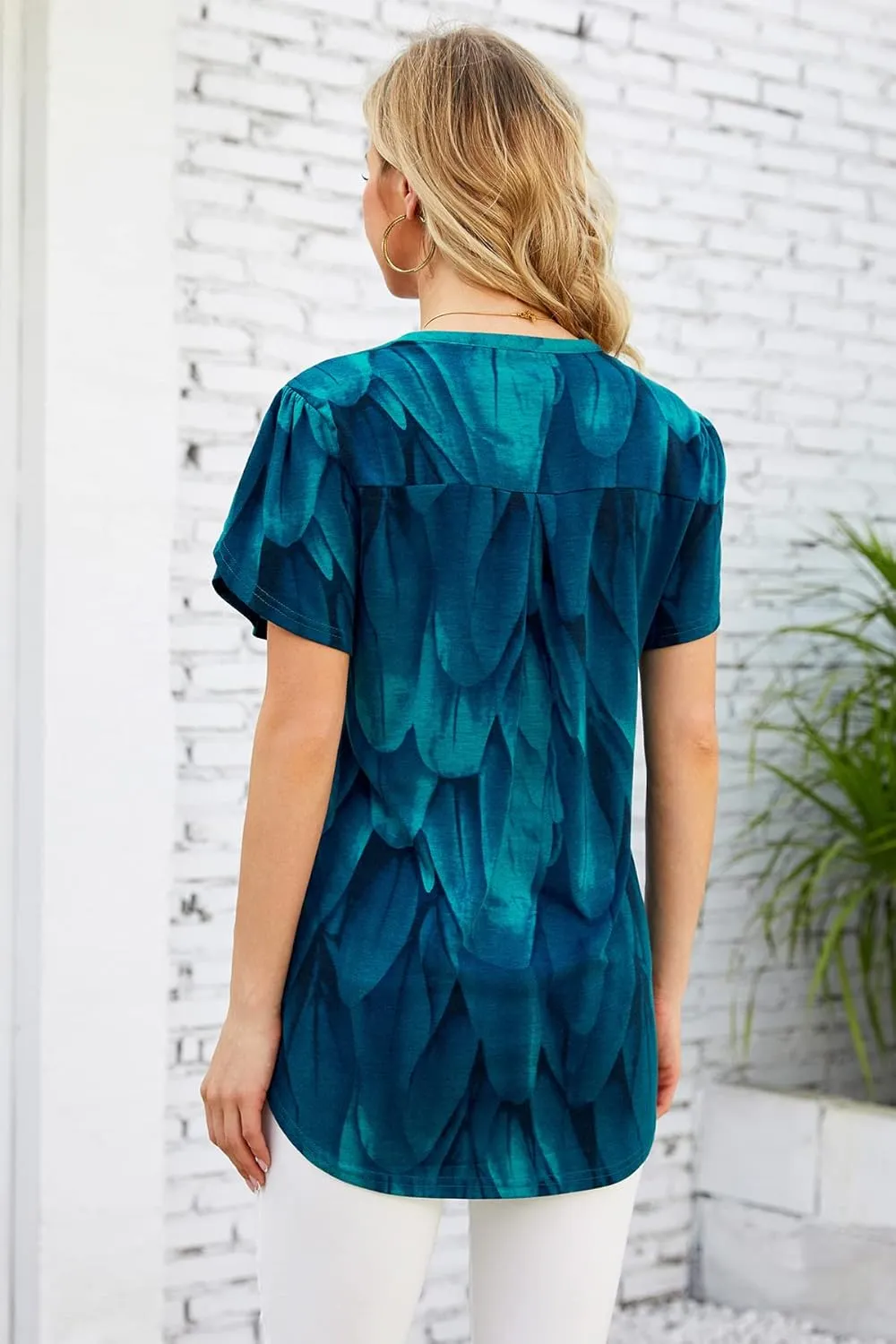 Bulotus Women Summer Casual Short Sleeve T-shirts V Neck Tops Short Sleeve Loose Fit Tunic Blouses