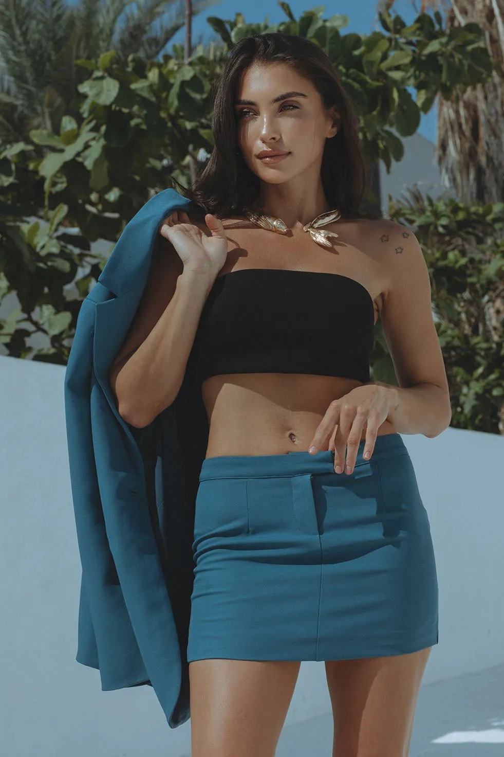 BUNGALOW LOW RISE SKIRT - STEEL