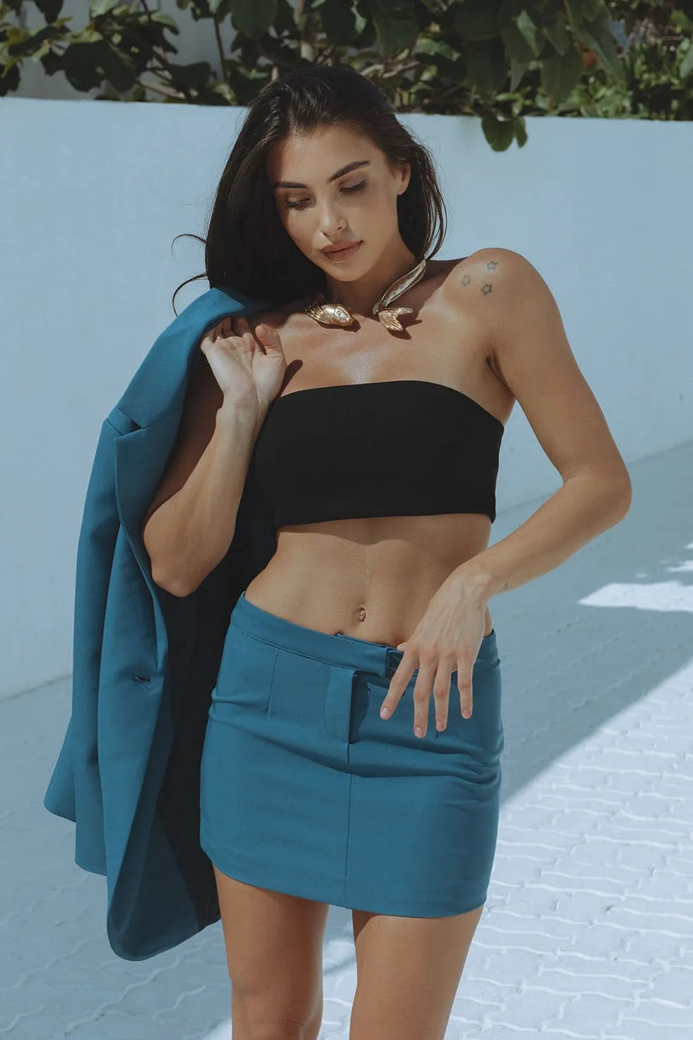 BUNGALOW LOW RISE SKIRT - STEEL