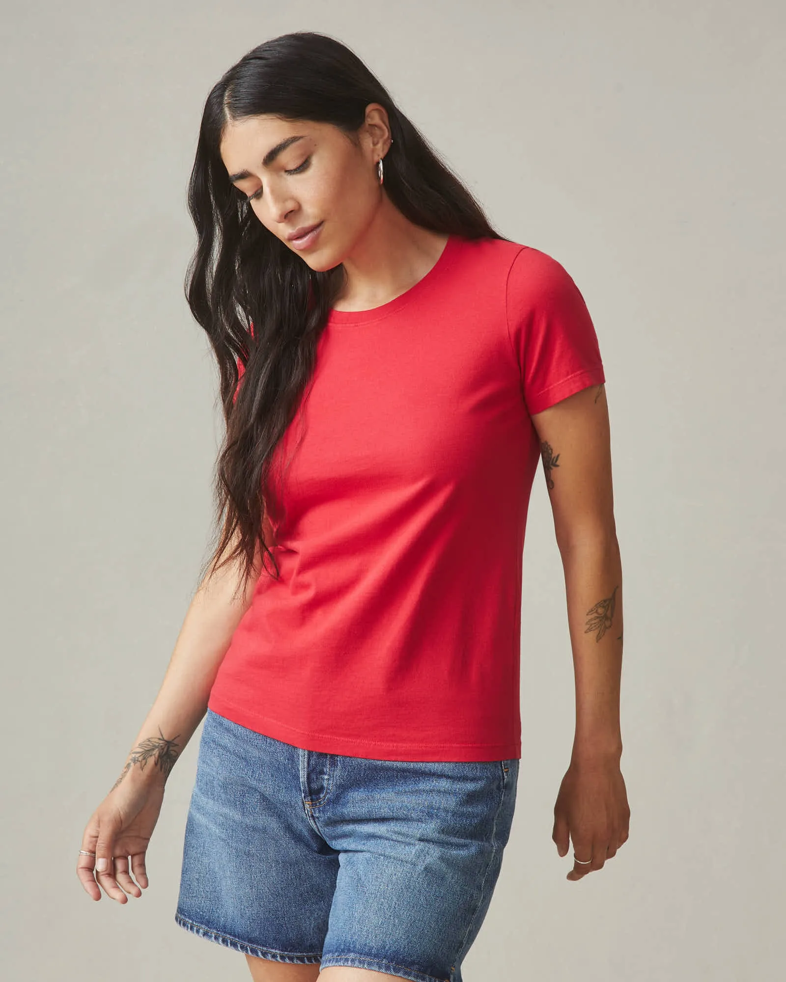 Classic Cotton Crew Tee - Tango Red