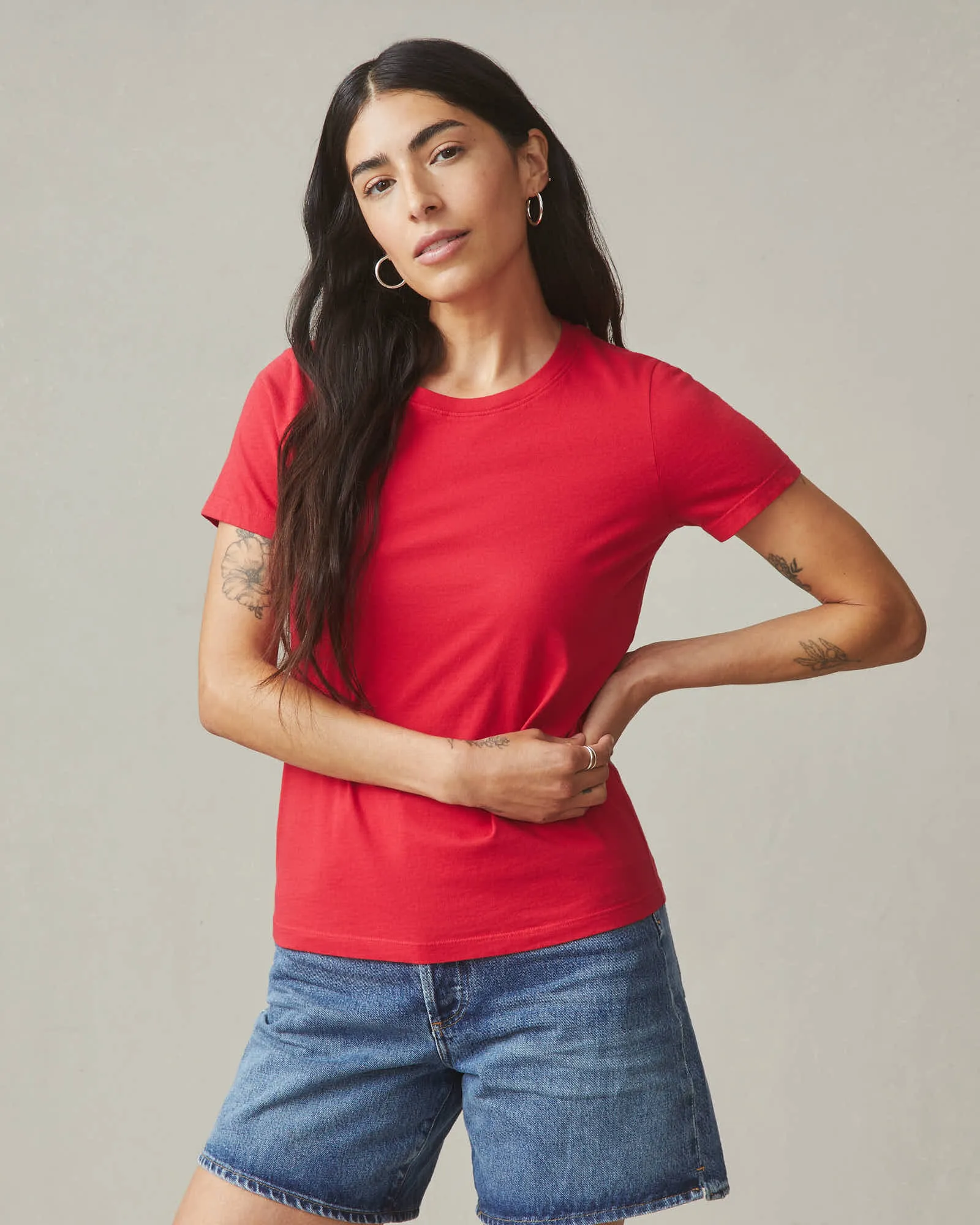 Classic Cotton Crew Tee - Tango Red