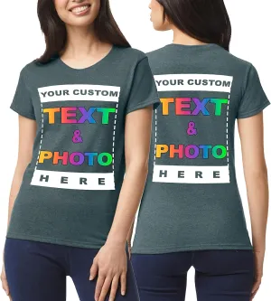 Custom Women Shirt - Personalized Add Your Image Ladies T-Shirt - Customized Add Your Text Photo T-Shirts - Women Adult Logo