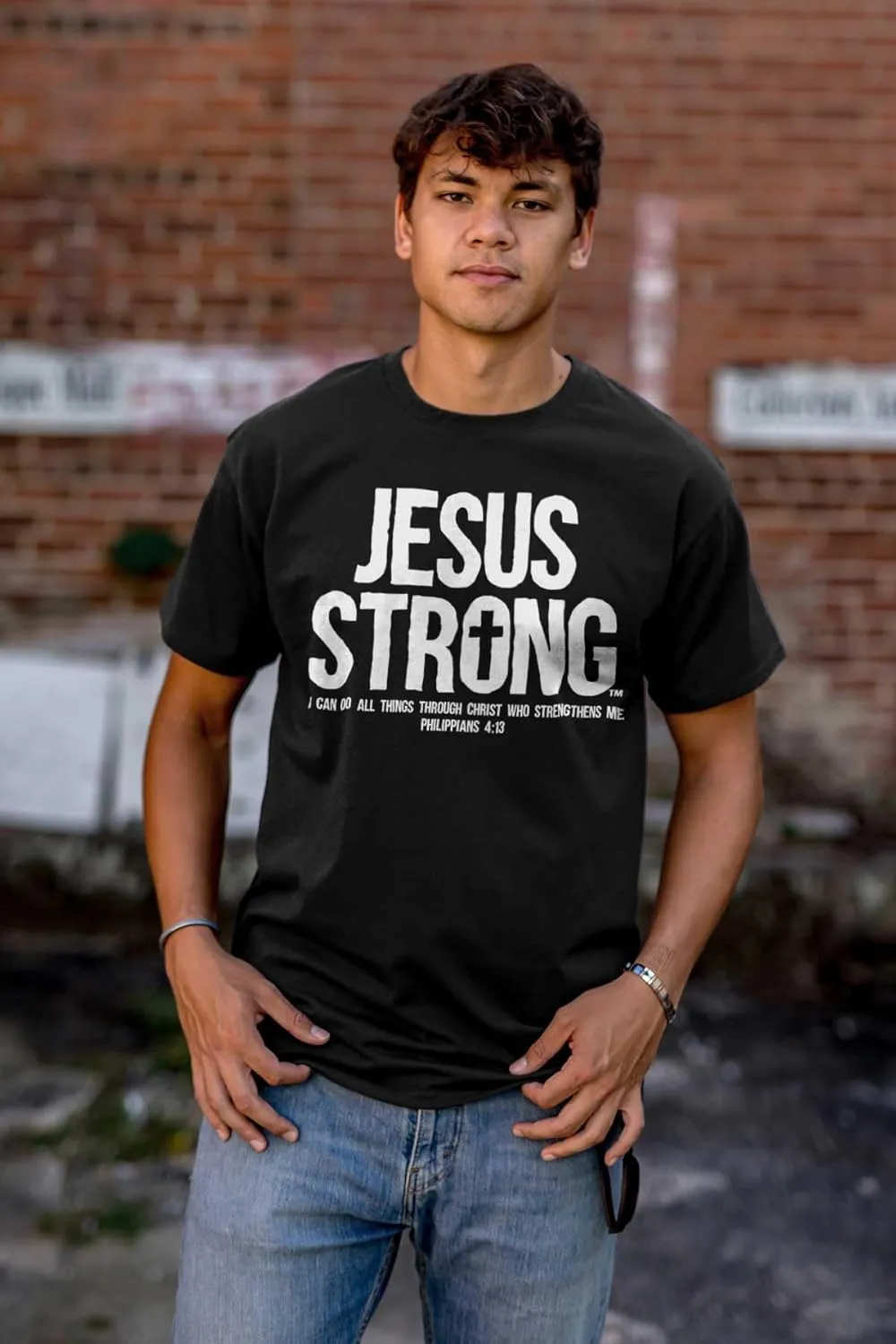 Jesus Strong Philippians 4:13 Bible Graphic T Shirt Men or Women