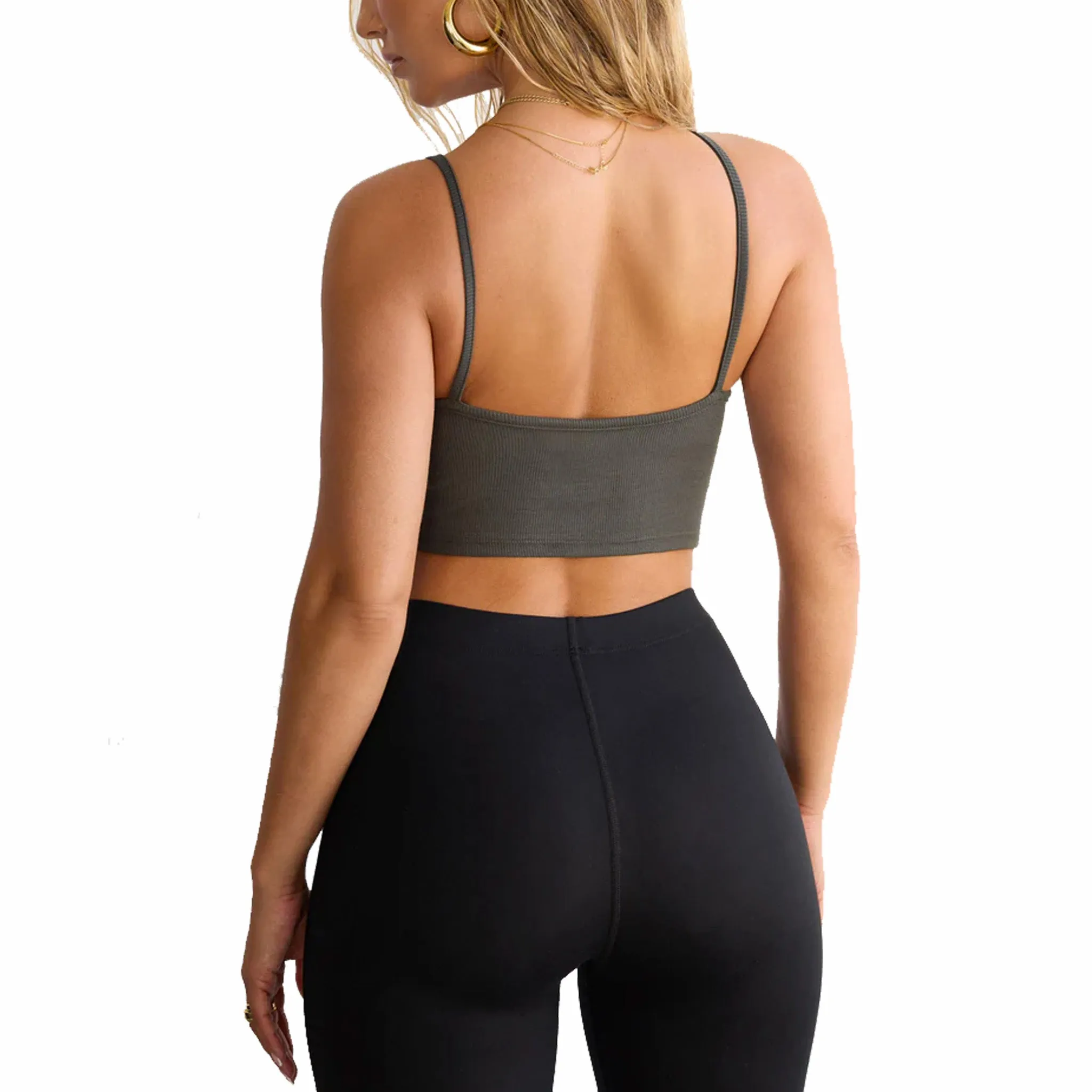 Joah Brown Strappy Crop Tank (Mineral FlexRib)