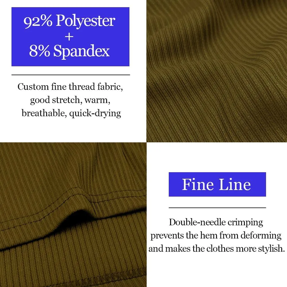 Lehmanlin Men's Muscle Polo Shirts Long&Short Sleeve Casual T- Shirts Slim Fit Stretch Ribbed Golf Tops
