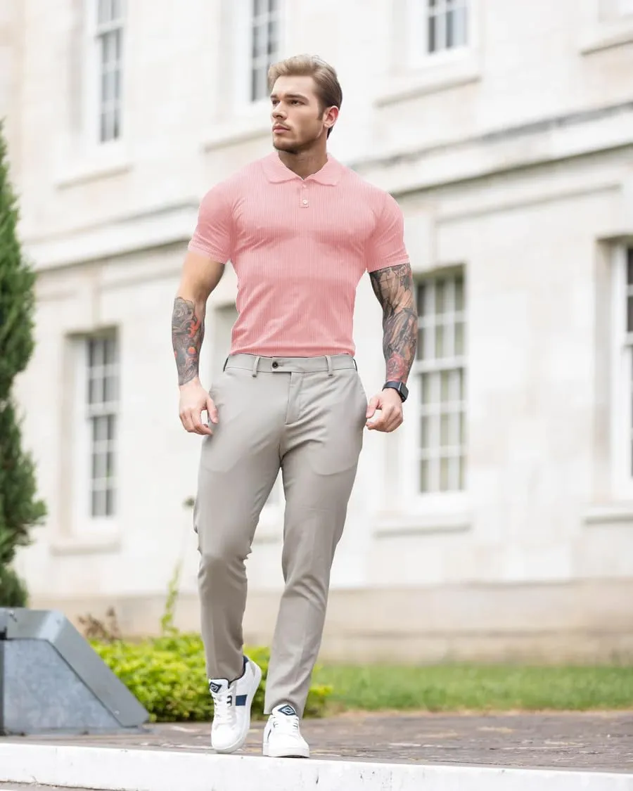 Lehmanlin Men's Muscle Polo Shirts Long&Short Sleeve Casual T- Shirts Slim Fit Stretch Ribbed Golf Tops