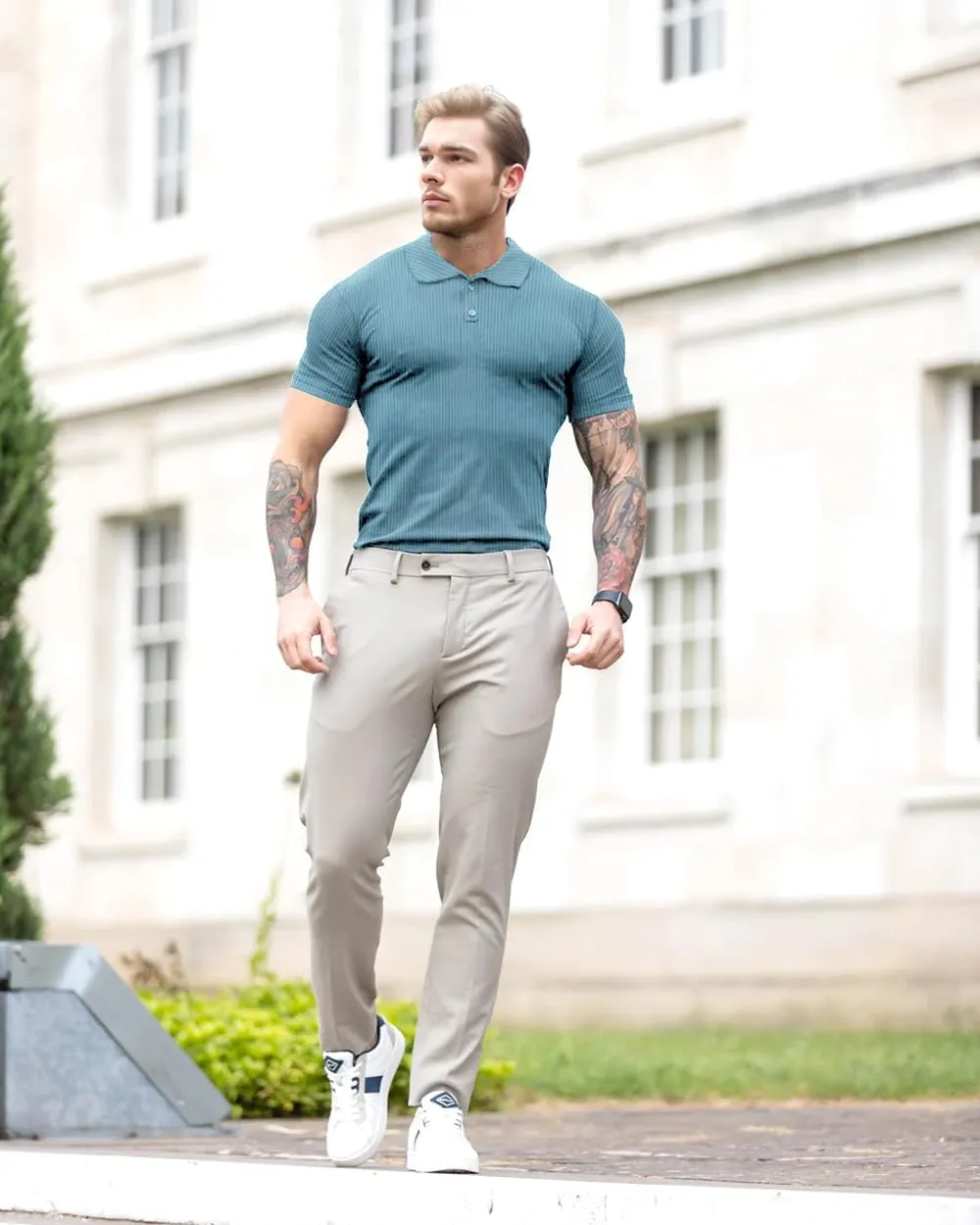 Lehmanlin Men's Muscle Polo Shirts Long&Short Sleeve Casual T- Shirts Slim Fit Stretch Ribbed Golf Tops