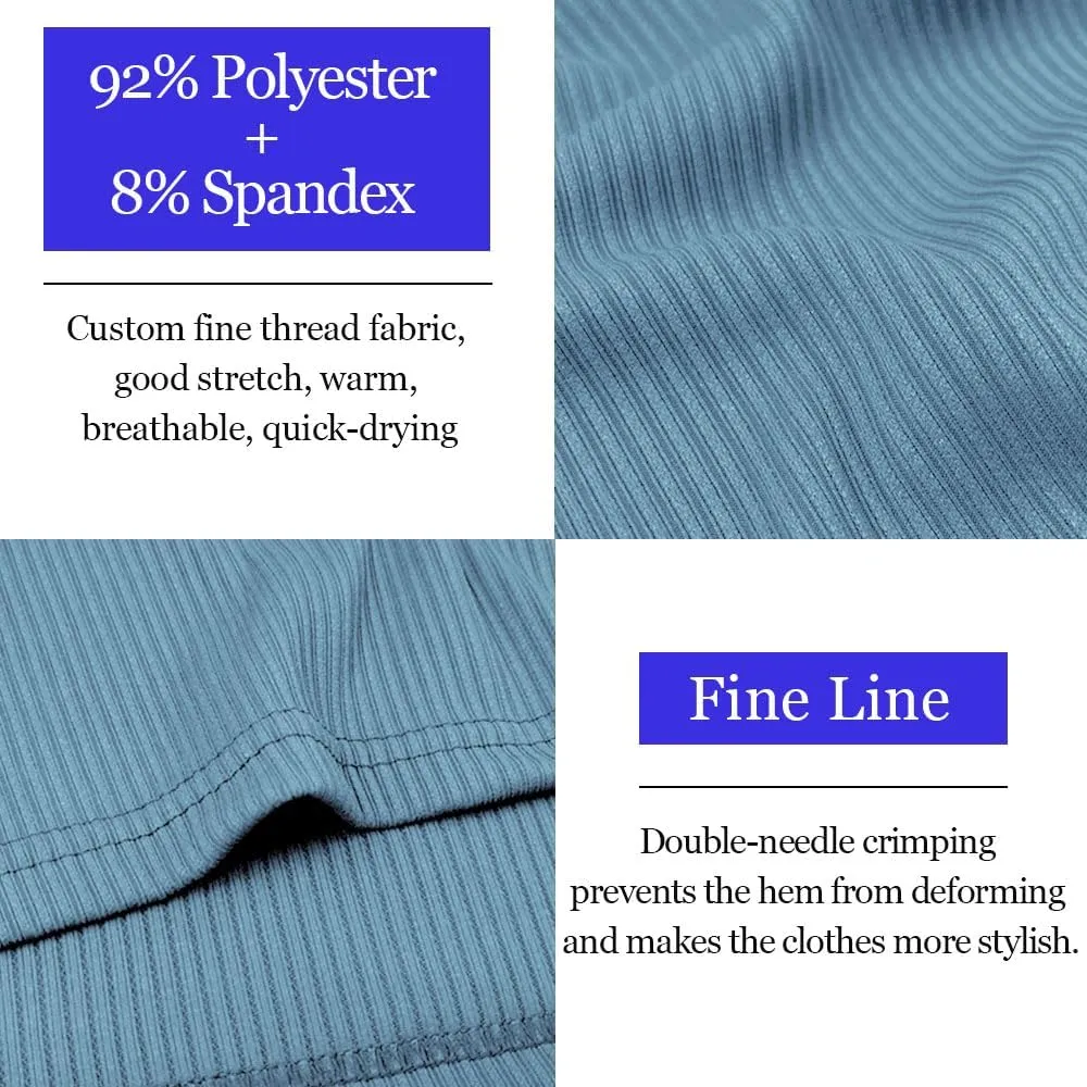 Lehmanlin Men's Muscle Polo Shirts Long&Short Sleeve Casual T- Shirts Slim Fit Stretch Ribbed Golf Tops