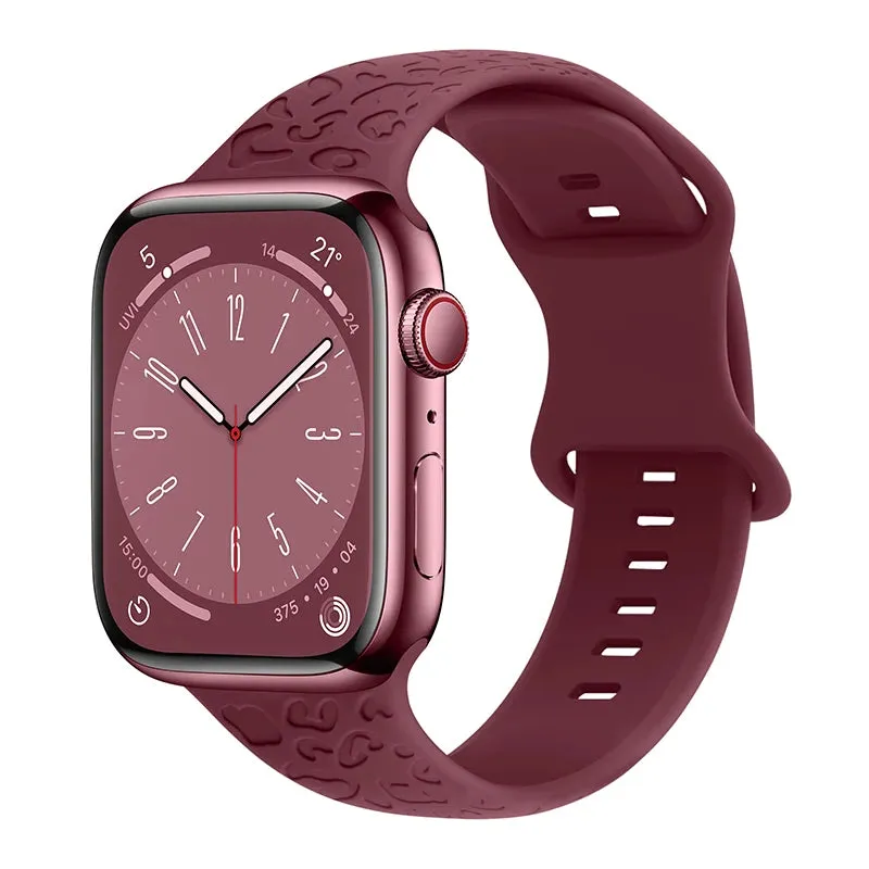 Leopard Luxe Silicone Band - The Wild Side of Apple Watch Accessories - Red Wine