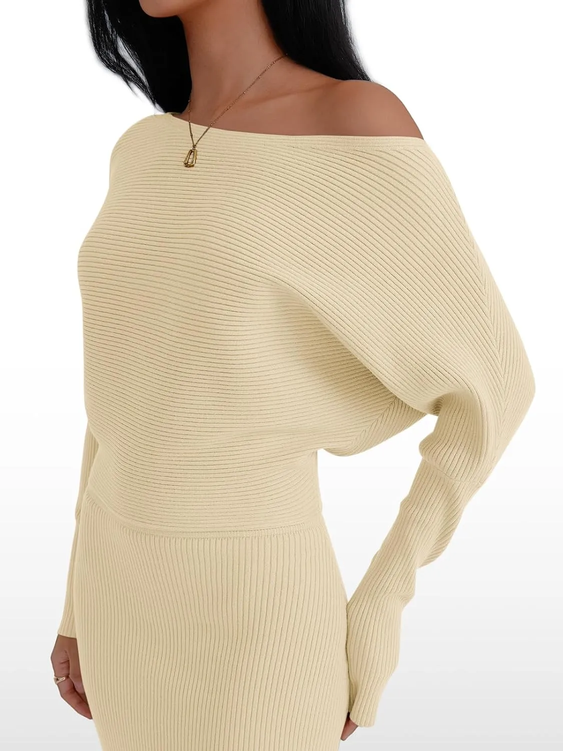 LILLUSORY Womens Fall Sweater Dresses Off The Shoulder Winter Clothes Long Sleeve 2025 Midi Plus Size Fashion Outfits Party