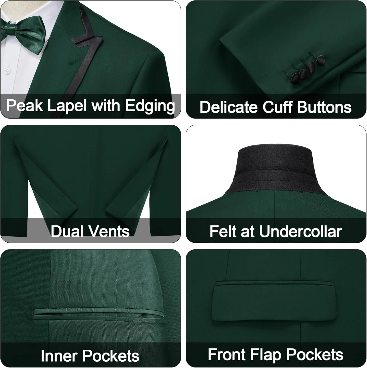 MAGE MALE Mens Blazer Slim Fit Suit Jacket Peak Lapel Tuxedo Lightweight One Button Sport Coat with Bow Tie