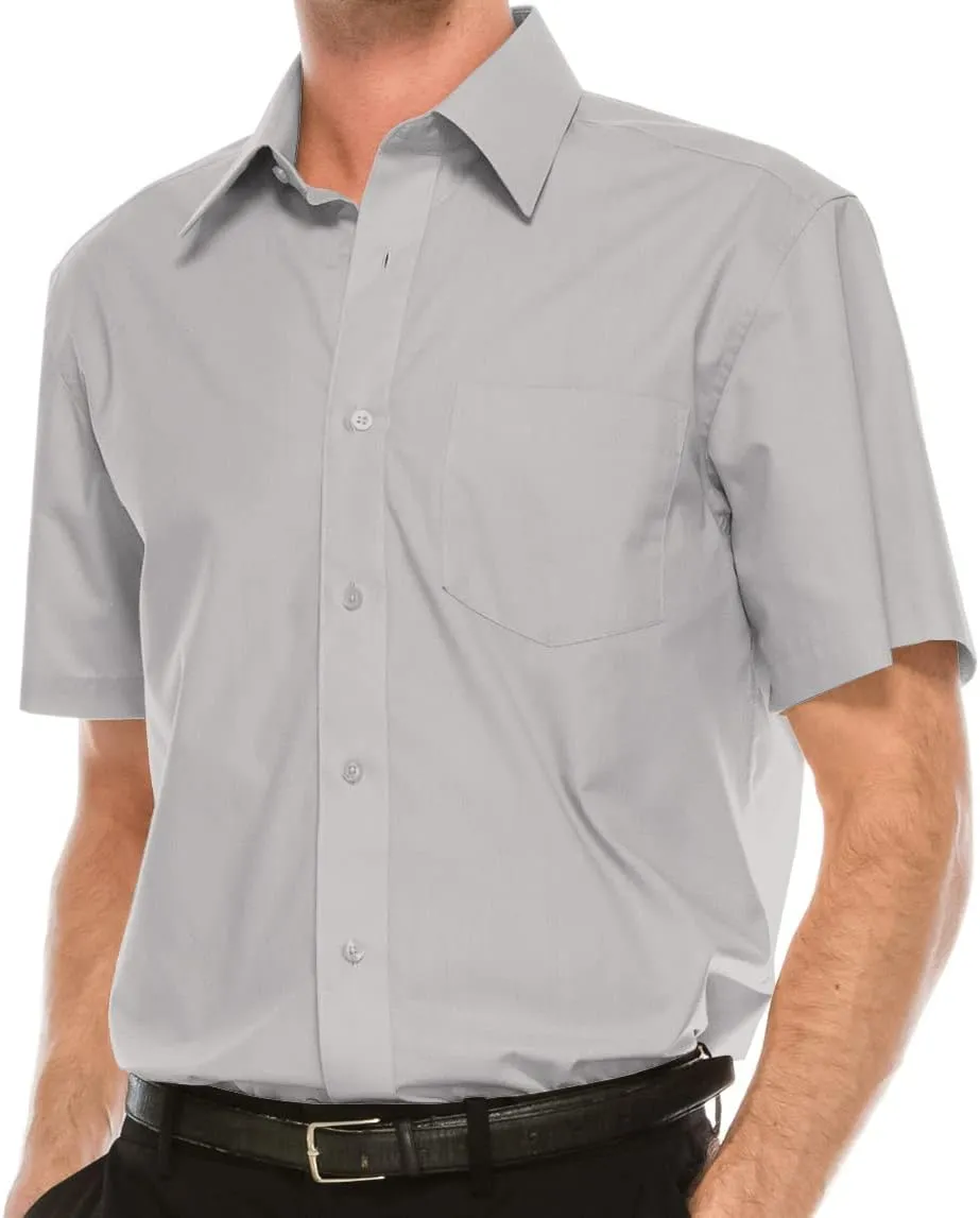 Mens Short Sleeve Solid Color Dress Shirts