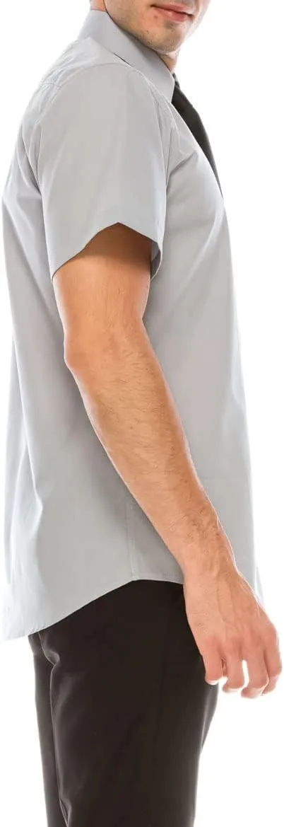 Mens Short Sleeve Solid Color Dress Shirts