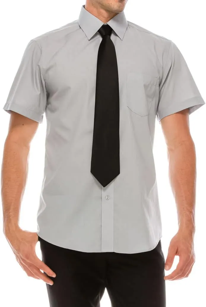 Mens Short Sleeve Solid Color Dress Shirts