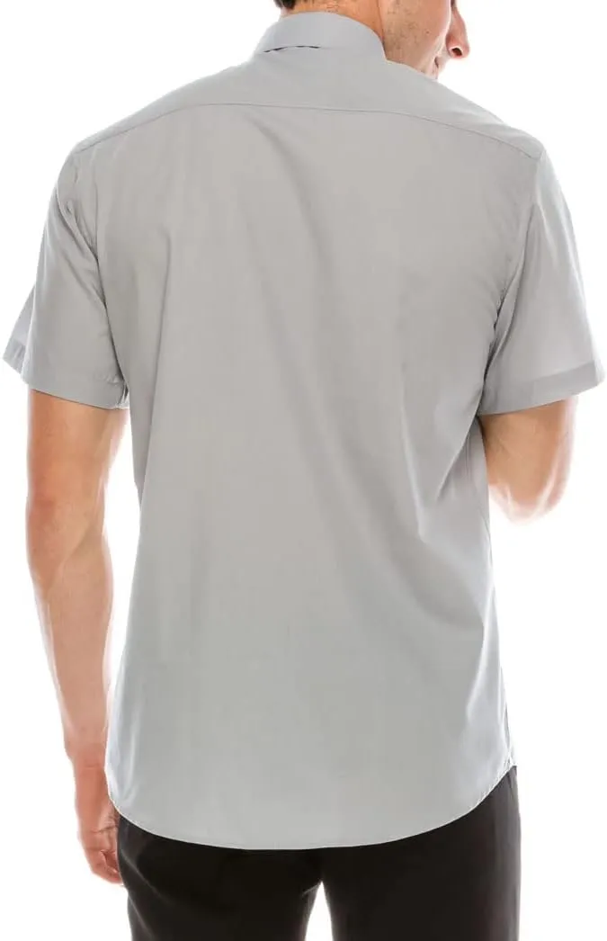 Mens Short Sleeve Solid Color Dress Shirts