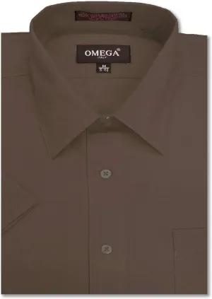 Mens Short Sleeve Solid Color Dress Shirts
