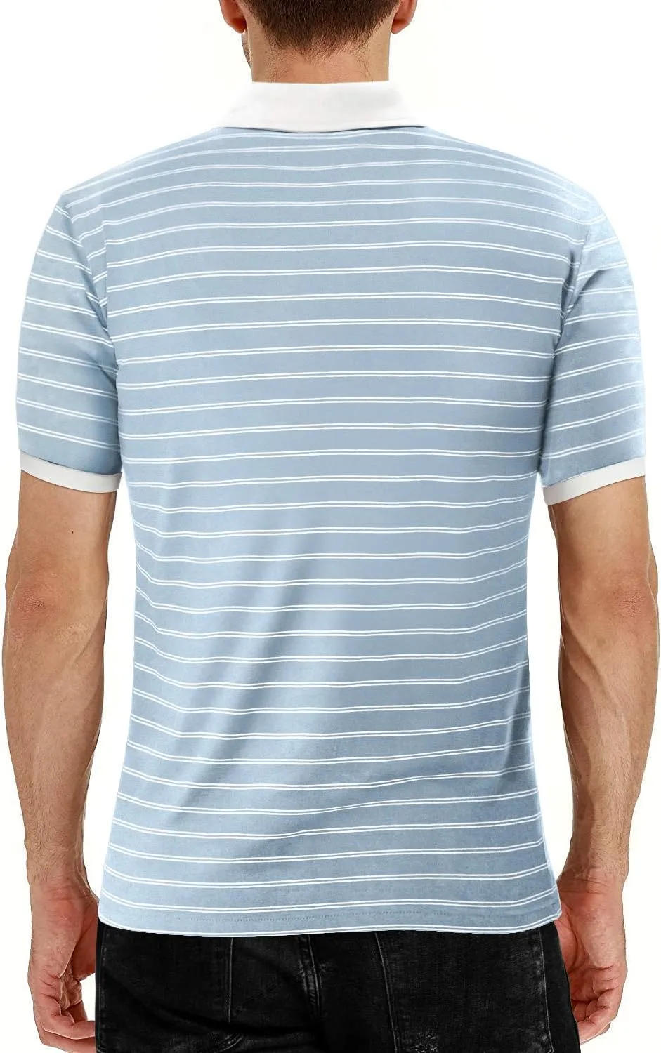 MLANM Men's Polo Shirt Short/Long Sleeve Casual Slim-fit Basic Designed Stripe Cotton Shirts