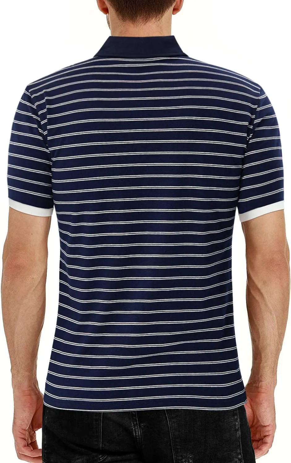 MLANM Men's Polo Shirt Short/Long Sleeve Casual Slim-fit Basic Designed Stripe Cotton Shirts