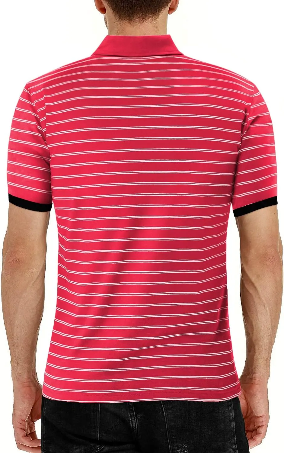 MLANM Men's Polo Shirt Short/Long Sleeve Casual Slim-fit Basic Designed Stripe Cotton Shirts