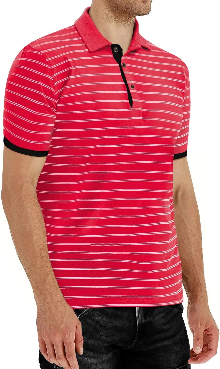 MLANM Men's Polo Shirt Short/Long Sleeve Casual Slim-fit Basic Designed Stripe Cotton Shirts