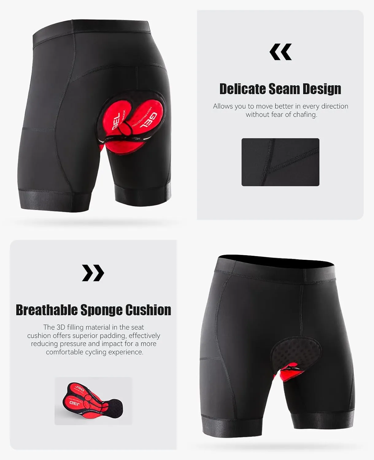 Niksa Men's Performance Cycling Shorts with 3D Pad, Road and Mountain Breathable Quick-Dry with 3 Pockets Bike Shorts