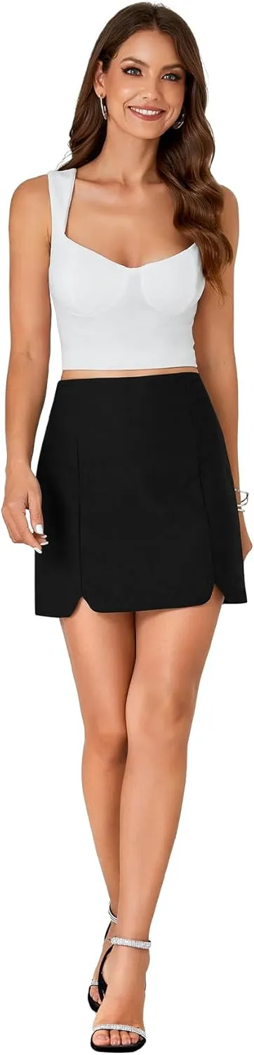 OPOIPIN Women's Zipper High Wasit Bodycon Basic Mini Pencil Short Skirt
