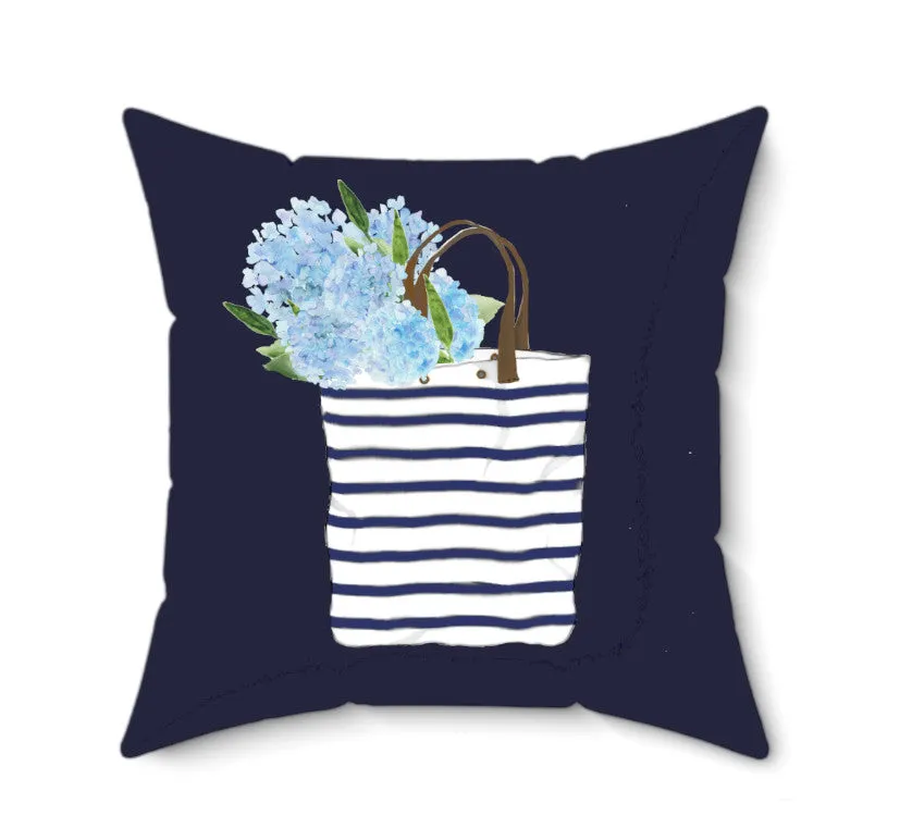 Pillow - Striped Bag with Hydrangeas