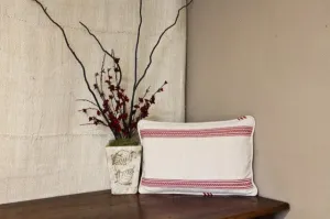 Red Striped Linen Pillow Cover