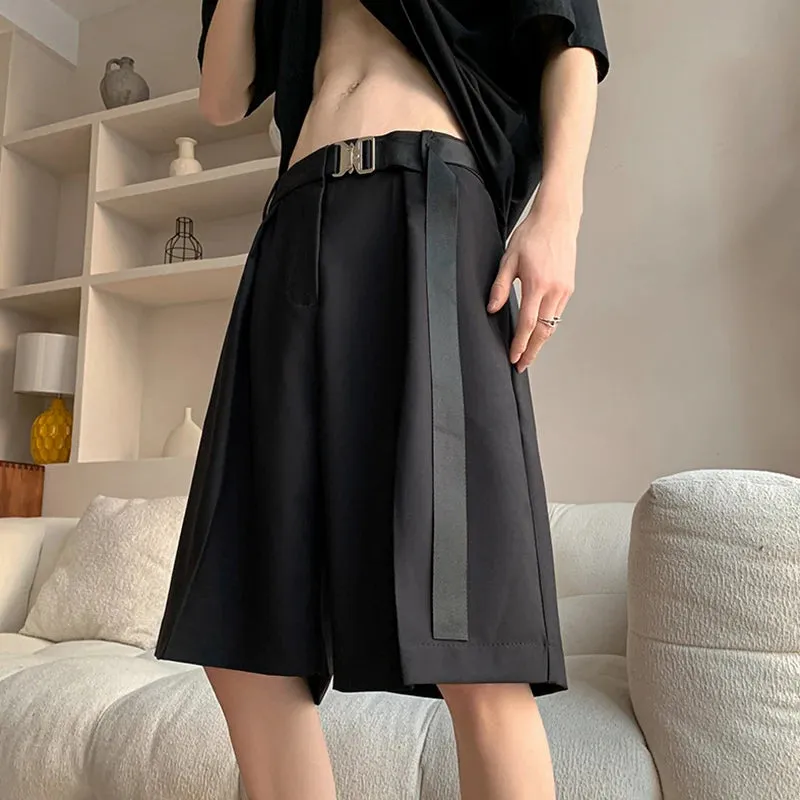 Wiaofellas  -  Men's Summer Fashion Ice Silk Thin Suit Shorts Male Loose Wide-leg Short Pants Men New Solid Color Casual Shorts G103