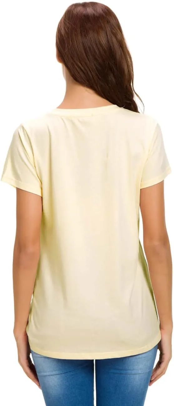 Womens Cotton T-Shirts Casual Short Sleeve Loose Fitting Tunic Basic Tee Tops