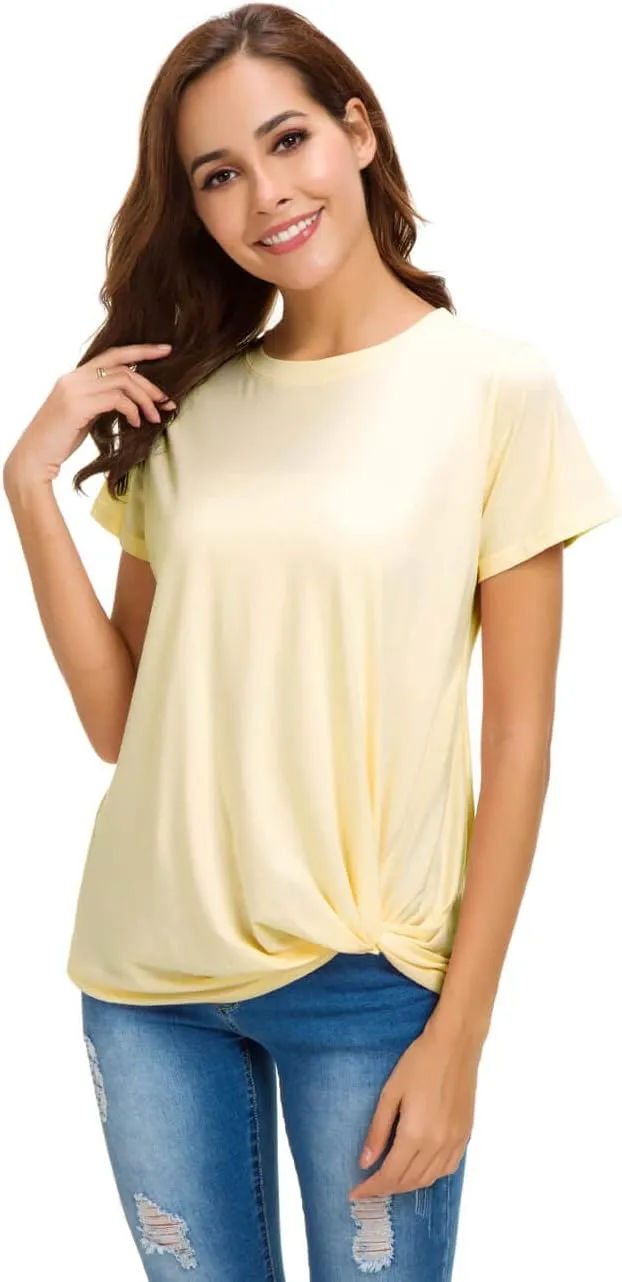 Womens Cotton T-Shirts Casual Short Sleeve Loose Fitting Tunic Basic Tee Tops